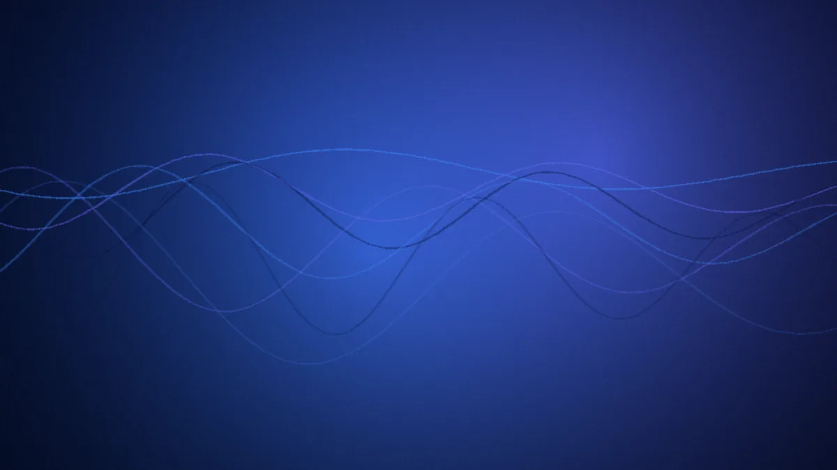 Deep blue gradient dissolving into darkness with slow soft waves, like sound fading into sleep.