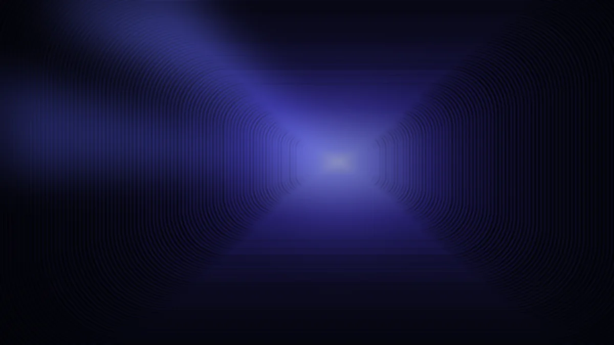 A single beam of indigo light narrowing into a bright tunnel through darkness, representing total focus.